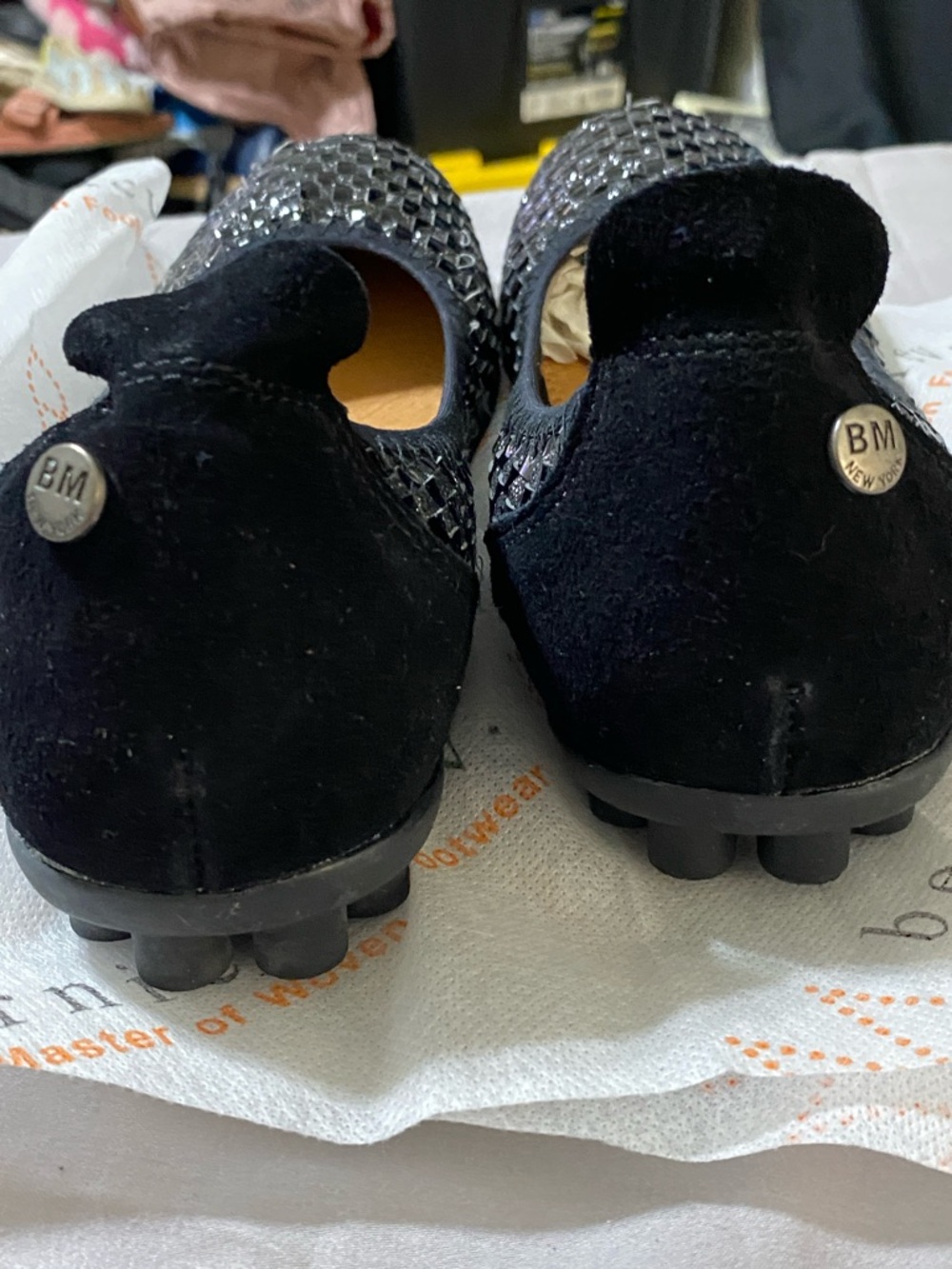 NEW bernie mev. WO 8(EU39) CATWALK Black SPARKLY Woven Patent Ballet Flats - Picture 9 of 11